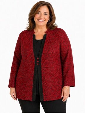 Amanda Collection Chic Red & Black Women's Blouse